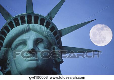 Moon above a statue, Statue Of Liberty, New York City, New York State, USA View Large Photo Image Stock Image - Moon above a statue, Statue Of Liberty, New York City, New York State, USA. Fotosearch
