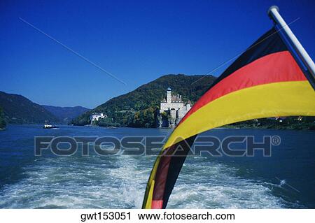 Close-up of the German flag, Danube River, Wachau, Austria View Large Photo Image Stock Image - Close-up of the German flag, Danube River, Wachau, Austria. Fotosearch