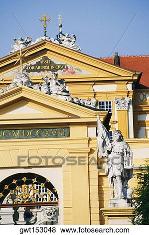 Stock Photo - Facade of a church, Benedictine Abbey, Melk, Austria. Fotosearch