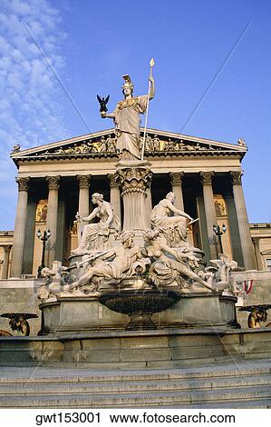 Fountain in front of a government building, Pallas Athena Fountain, Parliament Building, Vienna, Austria View Large Photo Image Stock Image - Fountain in front of a government building, Pallas Athena Fountain, Parliament Building, Vienna, Austria. Fotosearch