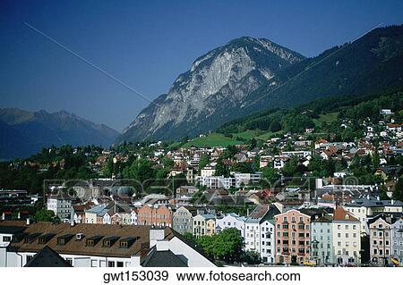 High angle view of buildings in a town, Hall, Austria View Large Photo Image Stock Photo - High angle view of buildings in a town, Hall, Austria. Fotosearch