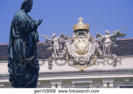 Low angle view of a statue in front of a palace, Hofburg Palace, Vienna, Austria View Large Photo Image Stock Photo - Low angle view of a statue in front of a palace, Hofburg Palace, Vienna, Austria. Fotosearch