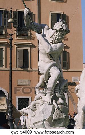 Close-up of a statue, Fountain of Neptune, Piazza Navona, Rome, Italy View Large Photo Image Stock Photo - Close-up of a statue, Fountain of Neptune, Piazza Navona, Rome, Italy. Fotosearch
