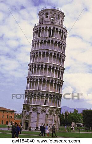Stock Image - Low angle view of a bell tower, Leaning Tower of Pisa, Pisa, Italy. Fotosearch