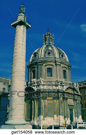 Low angle view of a column in front of a cathedral, Trajan's Column, Rome, Italy View Large Photo Image Stock Photo - Low angle view of a column in front of a cathedral, Trajan's Column, Rome, Italy. Fotosearch