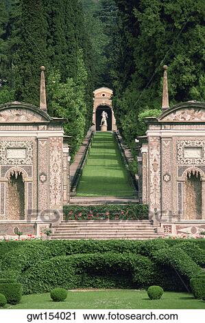 Stock Image - Path in a garden, Villa d Este, Lake Como, Lombardy, Italy. Fotosearch