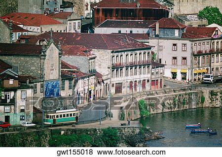 Stock Photo - Buildings at the waterfront, Oporto, Portugal. Fotosearch