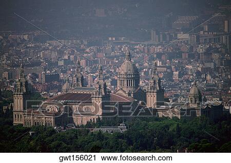 High angle view of a palace, Palace of Montjuic, Barcelona, Catalonia, Spain View Large Photo Image Stock Image - High angle view of a palace, Palace of Montjuic, Barcelona, Catalonia, Spain. Fotosearch