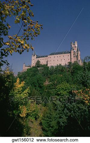 Low angle view of a castle on a hill, Alcazar, Segovia, Spain View Large Photo Image Stock Image - Low angle view of a castle on a hill, Alcazar, Segovia, Spain. Fotosearch