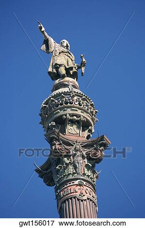 Low angle view of a monument, Columbus Monument, Barcelona, Catalonia, Spain View Large Photo Image Stock Photo - Low angle view of a monument, Columbus Monument, Barcelona, Catalonia, Spain. Fotosearch