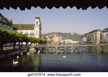 Building at the waterfront, Lucerne, Switzerland View Large Photo Image Picture - Building at the waterfront, Lucerne, Switzerland. Fotosearch