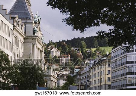 Stock Photo - Buildings in a city, St. Gallen Canton, Switzerland. Fotosearch