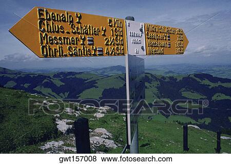 Close-up of a directional sign, Swiss alps, Switzerland View Large Photo Image Stock Photo - Close-up of a directional sign, Swiss alps, Switzerland. Fotosearch