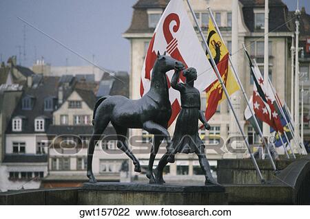 Close-up of a statue in front of a building, Switzerland View Large Photo Image Stock Image - Close-up of a statue in front of a building, Switzerland. Fotosearch