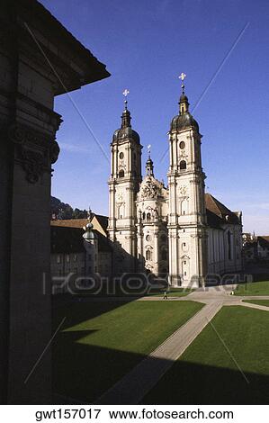Stock Photo - Facade of a cathedral, St. Gallen Cathedral, St. Gallen Canton, Switzerland. Fotosearch