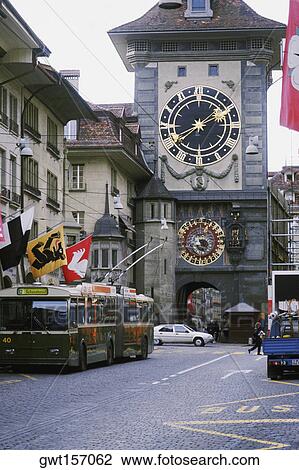 Low angle view of a clock tower in a city, Berne, Berne Canton, Switzerland View Large Photo Image Stock Image - Low angle view of a clock tower in a city, Berne, Berne Canton, Switzerland. Fotosearch