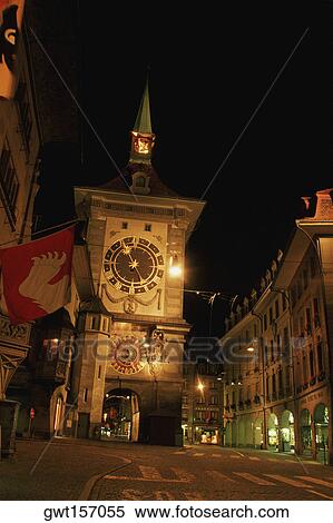 Low angle view of a clock tower in a city, Berne, Berne Canton, Switzerland View Large Photo Image Stock Photography - Low angle view of a clock tower in a city, Berne, Berne Canton, Switzerland. Fotosearch