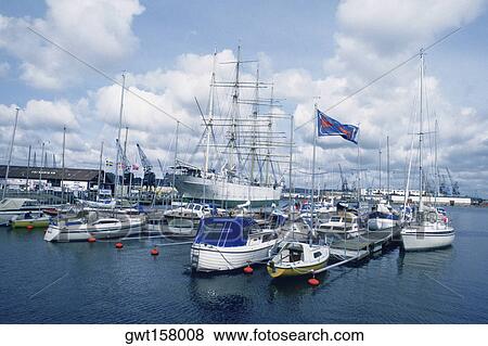 Boats in a harbor, Gothenburg, Sweden View Large Photo Image Stock Photo - Boats in a harbor, Gothenburg, Sweden. Fotosearch