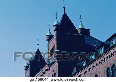Picture - Low angle view of a museum, Music museum, Stockholm, Sweden. Fotosearch