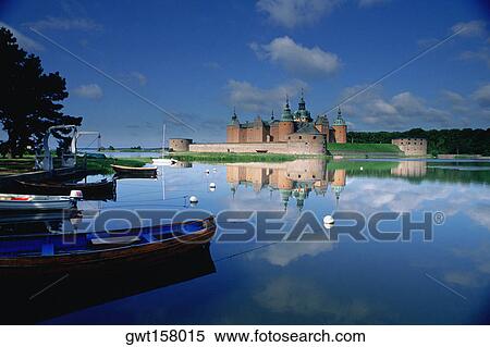 Reflection of a castle in a pond, Kalmar Castle, Smaland, Sweden View Large Photo Image Stock Photography - Reflection of a castle in a pond, Kalmar Castle, Smaland, Sweden. Fotosearch