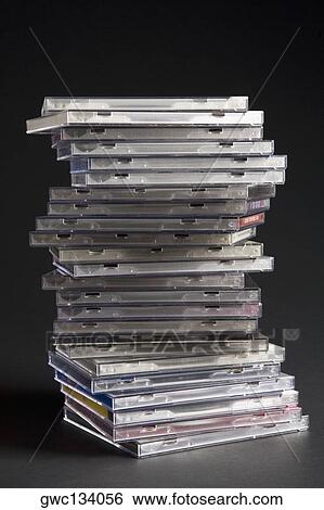 Stock Photograph - Close-up of a stack of CD cases. Fotosearch