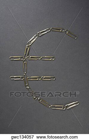 Close-up of paper clips in the shape of Euro symbol View Large Photo Image Stock Photo - Close-up of paper clips in the shape of Euro symbol. Fotosearch