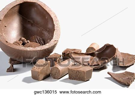 Stock Photography - Close-up of broken pieces of chocolate. Fotosearch