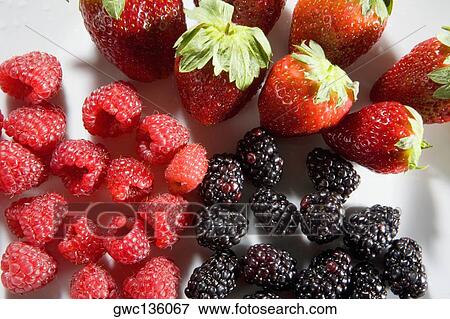 Close-up of strawberries with blackberries and raspberries View Large Photo Image Stock Photo - Close-up of strawberries with blackberries and raspberries. Fotosearch
