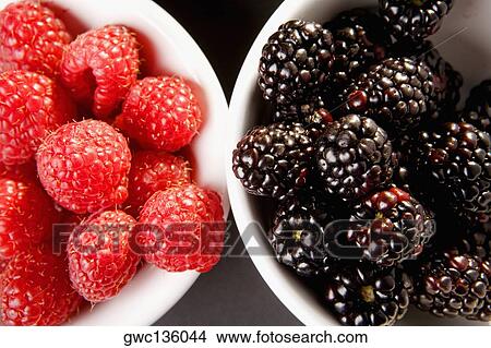 High angle view of berries in two bowls View Large Photo Image Picture - High angle view of berries in two bowls. Fotosearch