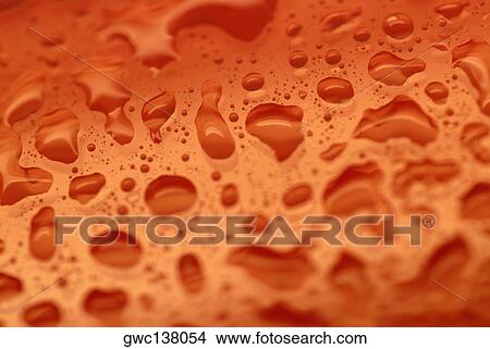 Close-up of water drops on a red surface View Large Photo Image Picture - Close-up of water drops on a red surface. Fotosearch
