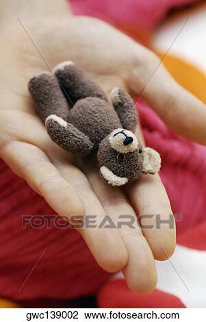 Close-up of a teddy bear on a person's hand View Large Photo Image Stock Image - Close-up of a teddy bear on a person's hand. Fotosearch