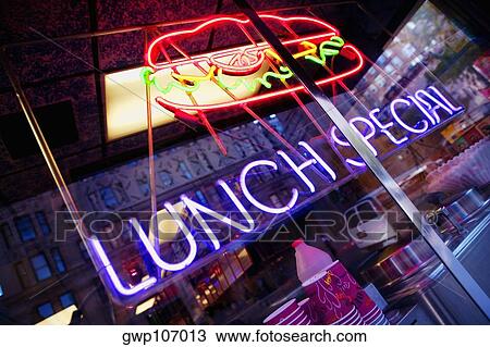 Close-up of a neon sign of a restaurant, Manhattan, New York City, New York State, USA View Large Photo Image Stock Image - Close-up of a neon sign of a restaurant, Manhattan, New York City, New York State, USA. Fotosearch