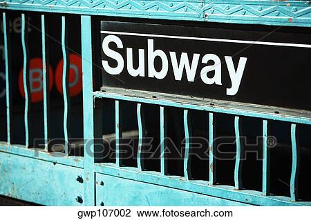 Stock Image - Close-up of a subway sign on an information board. Fotosearch
