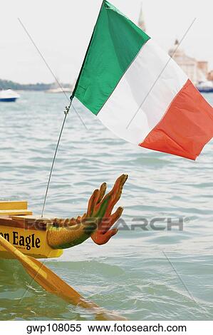 Italian flag on a boat, Venice, Veneto, Italy View Large Photo Image Stock Photography - Italian flag on a boat, Venice, Veneto, Italy. Fotosearch