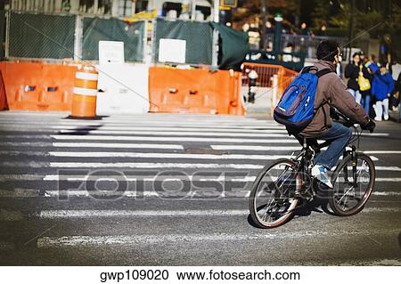 Rear view of a man cycling View Large Photo Image Stock Image - Rear view of a man cycling. Fotosearch