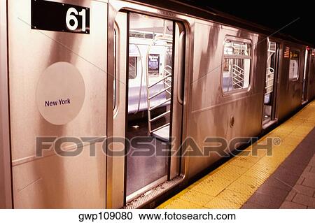 Subway train at a subway platform View Large Photo Image Stock Image - Subway train at a subway platform. Fotosearch