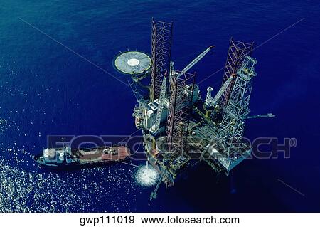Oil drilling platform in the Mediterranean View Large Photo Image Stock Photo - Oil drilling platform in the Mediterranean . Fotosearch