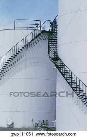 Stock Image - Oil storage tanks. Fotosearch