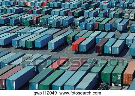 Containers waiting to be shipped View Large Photo Image Stock Photo - Containers waiting to be shipped. Fotosearch
