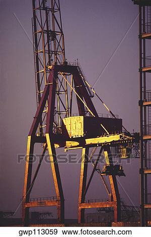 Stock Photo - Crane at a steel mill, Kawasaki, Honshu, Japan. Fotosearch