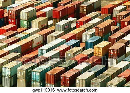 High angle view of containers at a dock, Hong Kong, China View Large Photo Image Stock Photograph - High angle view of containers at a dock, Hong Kong, China. Fotosearch