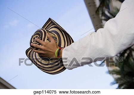 Stock Photography - Close-up of a woman's hand holding a hat. Fotosearch