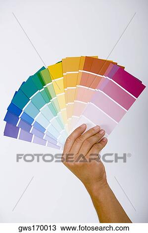 Close-up of a person's hand holding color swatches View Large Photo Image Stock Image - Close-up of a person's hand holding color swatches. Fotosearch