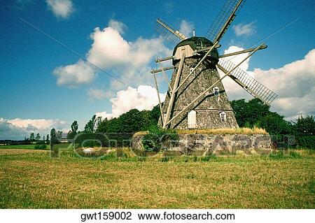 Low angle view of a windmill, Funen County, Denmark View Large Photo Image Stock Image - Low angle view of a windmill, Funen County, Denmark. Fotosearch