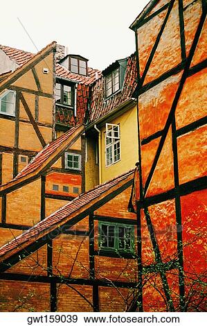 Low angle view of houses, Copenhagen, Denmark View Large Photo Image Stock Photo - Low angle view of houses, Copenhagen, Denmark. Fotosearch