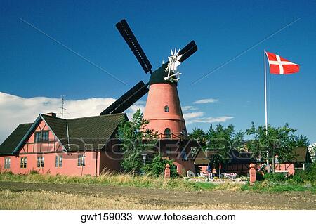Restaurant near a windmill, Funen County, Denmark View Large Photo Image Stock Image - Restaurant near a windmill, Funen County, Denmark. Fotosearch