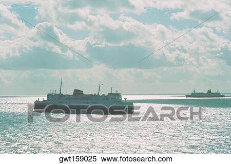 Two ferries in the sea, Denmark View Large Photo Image Stock Photography - Two ferries in the sea, Denmark. Fotosearch