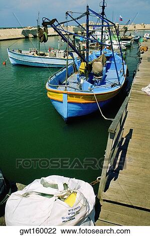 High angle view of a boat moored at a commercial dock, Jeff, Tel Aviv, Israel View Large Photo Image Stock Image - High angle view of a boat moored at a commercial dock, Jeff, Tel Aviv, Israel. Fotosearch