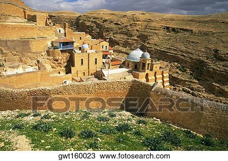 High angle view of a monastery on a mountain range, Marsaba Monastery, Judean Mountains, Israel View Large Photo Image Stock Image - High angle view of a monastery on a mountain range, Marsaba Monastery, Judean Mountains, Israel. Fotosearch