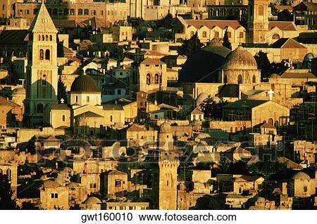 High angle view of churches in a city, Jerusalem, Israel View Large Photo Image Stock Image - High angle view of churches in a city, Jerusalem, Israel. Fotosearch